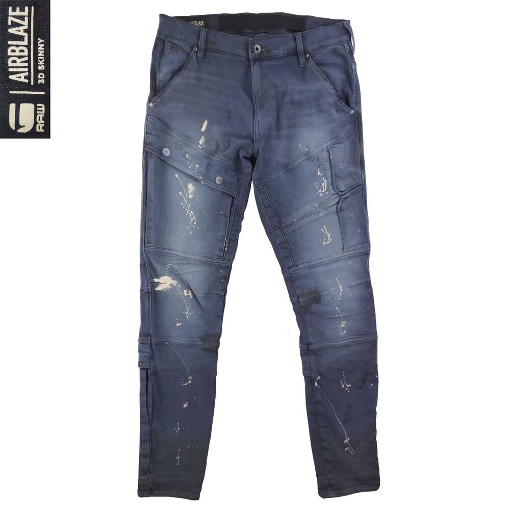 G-Star Raw 3D Airblaze Skinny Jeans Splatter Cargo Pants Stretch Men's 33x34